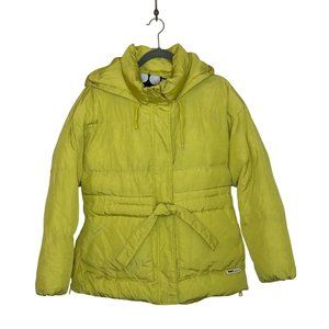 OOFWEAR Puffer Jacket 9108 In Nylon Crispy with‎ Waist Belt Size 2 Lime Citron